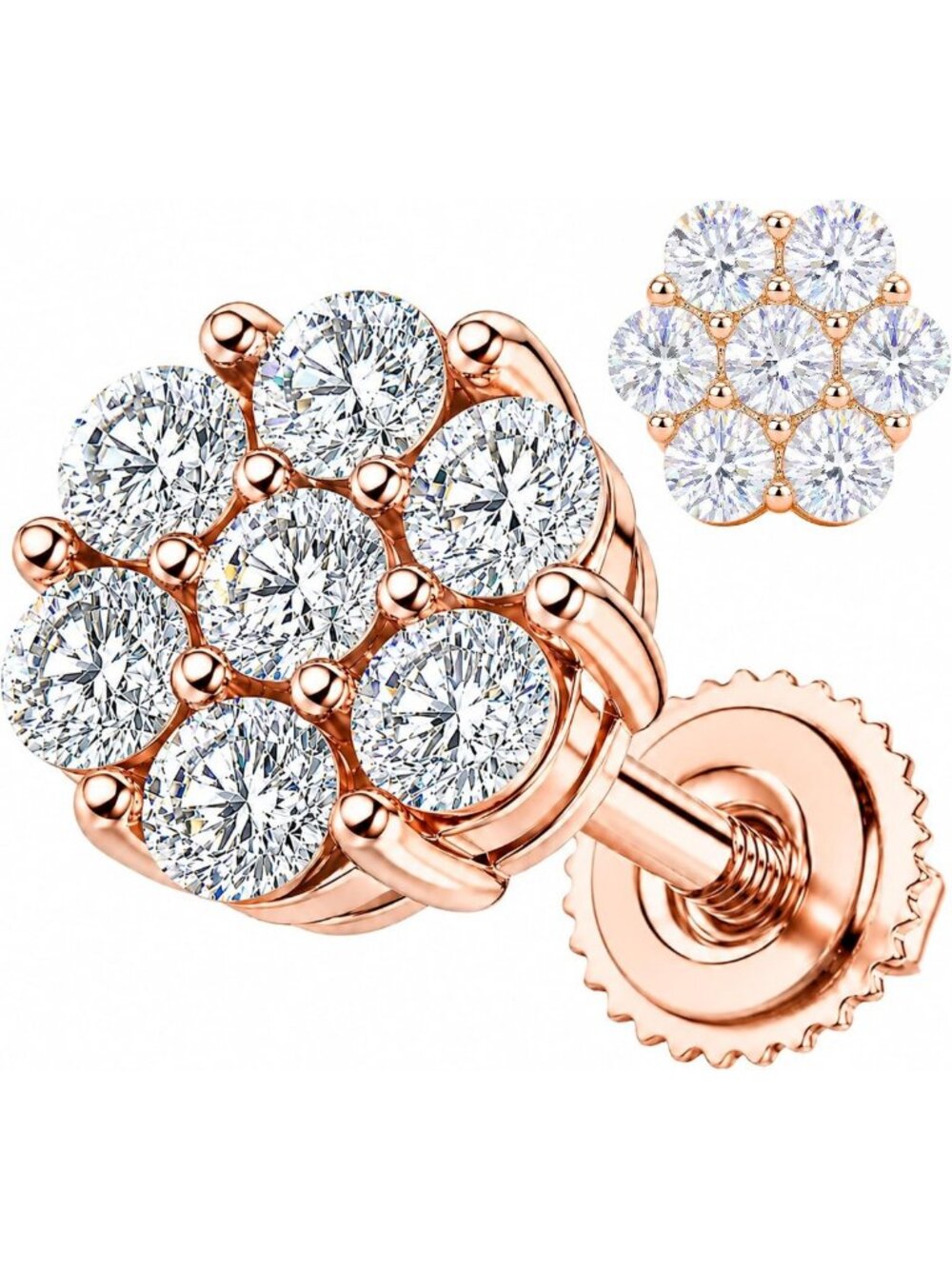 Elegant Moissanite Flower Cluster Stud Earrings in 925 Sterling Silver for All